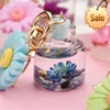 Moon Clasp Small Chrysanthemum Key Chain Accessories Funny Quicksand Simulation Flower Bottle Keyring Ornaments Gift