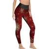 Pantalones activos Polainas de copo de nieve dorado Navidad Yoga personalizado Cintura alta Bicicleta Señora Estética Deporte elástico