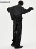 Мужская кожаная искусственная кожа Mauroicardi Весна Осень Короткая черная негабаритная блестящая светоотражающая лакированная кожаная куртка Мужская на молнии Дизайнерская одежда Y2K Мода 231018