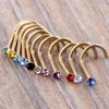 Blanda färger Rhinestone Nose Studs Skruva Ring Ben Bar Body Piercing Jewelry Gold Silver Nose Pin261Z