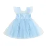 Robes de fille focus norm 3 couleurs enfant en bas âge bébé filles robe de princesse volants manches volantes point suisse dentelle Tulle Tutu longueur au genou