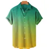 Mäns casual skjortor 2023 sommar hawaiian för män cool tunn andbar krage gradient färgad kort ärm tee skjorta kläder