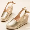 Sandali con zeppa da donna Espadrillas con fascia in punta chiusa Scarpe eleganti TDLJ26GD 231019