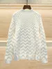 2023 Autumn/Winter New Commuter M Family Lazy Stand Neck Shoulder Buckle White Thread Loose Knitted Sweater