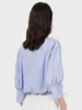 Blouses pour femmes Femmes Chemisier à manches trois-quarts Blanc ou Bleu Top Col rabattu Chemise femme à simple boutonnage