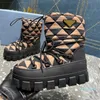 디자이너 스노우 부츠 나일론 apres-ski bootie bootie gabardine boots 여자 미끄러짐 chunky 겨울 따뜻한 모피 삼각형 부츠 신발