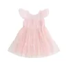 Robes de fille focus norm 3 couleurs enfant en bas âge bébé filles robe de princesse volants manches volantes point suisse dentelle Tulle Tutu longueur au genou