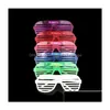 Party Favor Nouveau LED Lunettes de lumière Clignotant Volets Forme Flash Lunettes de soleil Danses Festival Décoration Maison Jardin Fête Fête Suppli Dhaqh