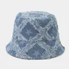 Bérets Automne Hiver Denim Star Broderie Chaud Pêcheur Chapeau Seau En Plein Air Voyage Chapeau De Soleil Pour Hommes Et Femmes 208