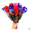 Decorative Flowers Wreaths Led Light Up Rose Flower Glowing Valentines Day Wedding Decoration Fake Party Supplies Decorations Simat Dhlq2