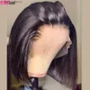 Synthetic Wigs HD Transparent 30inch Straight Lace Frontal Wigs 12A Bob Wig Pre Plucked Glueless 13x4 Full Lace Front Human Hair Wigs For Women Q231019