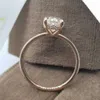 Band Rings Luxury 1 7CT Oval Cut Solitaire Ring Rose Gold Color Hidden Halo Crystal Stone Rings For Women Wedding Party Cool Jewel230U