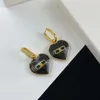 jewelry b earrings 2023 B Heart shaped Enamel Earrings Light Luxury Fashion Zipper Full Diamond Pearl Earrings