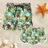 Mäns shorts par matchar orangutansk gitarröl 3d kvinnor för män Elastisk midja sommarstrand 04