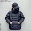 Hommes vers le bas Parkas hiver hommes tactique veste à capuche Parka coton manteau noir double fermeture éclair pull brillant rembourré vestes décontracté chaud vêtements d'extérieur 231018