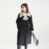 Dames Trenchcoats 2023 Herfst En Winter Splicing Collision Color Windjack Vrouwelijk Design Sense In The Long Paragraph