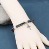 Bracciale con perline di rosario per battesimo, mini catena di rosari per gioielli da donna