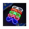 Party Favor Nouveau LED Lunettes de lumière Clignotant Volets Forme Flash Lunettes de soleil Danses Festival Décoration Maison Jardin Fête Fête Suppli Dhaqh