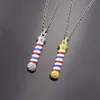Kolye Kolyeleri Barber Shop Pole 3D Kolye Lüks uzun zincirli kuaför hediyelik eşya Collier Jewelry290c