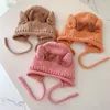 Caps Hoeden Warme Baby Wintermuts Schattig Elandengewei Peuter Kinderen Gehoorbescherming Cap Effen Kleur Dikker Breien Baby Muts Hoeden 231019