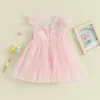 Robes de fille focus norm 3 couleurs enfant en bas âge bébé filles robe de princesse volants manches volantes point suisse dentelle Tulle Tutu longueur au genou