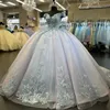 Lavender Ball Gown Princess Evening Dresses Sweetheart Applique Flower Bow Prom Formal Party Gowns Sweet 16 Quinceanera Dress