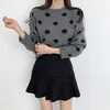 Dames Truien Koreaanse Mode Polka Dot Ronde Hals Kasjmier Truien Herfst Winter Dikke Losse Afslankende Trui Temperament Wol