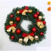 Decorative Flowers Wreaths Christmas Wreath Artificial Plant Rattan Red Truck Rustic Fall Front Door Round Garland Simation Berries Dhuss