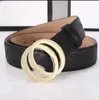 Designer Belt lyxiga kvinnors herrbälten Fashion Classical Bronze Big Smooth Buckle Real Leather Strap 3.8 cm svart färg Matchande presentförpackning Jul