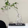 Vasen Home Grün Transparent Unregelmäßige Bergförmige Vase Glas Wohnzimmer Büro Dekorative Ornamente