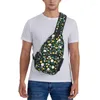 Zaino Vintage Tiny Flowers Daisy Sling Borsa a tracolla da uomo Borsa a tracolla casual con motivo floreale per campeggio in bicicletta