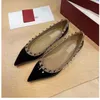 Women Flat base Dress Shoes Strap with Studs Rivets Lady Girls Sexy Pointed Party Toe Buckle Slippers Sandals Platform Pumps Wedding Black red white grey