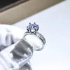 Bröllopsringar 100% Real 14 K White Gold Color Ring For Women Natural Anillos de Bizuteria 2 Carat Diamond Anillos Mujer Pave Seting smycken 231019