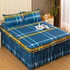 Sängkjol 3st Bed Sheet spets kjol ELASTIC MONTERAD DUBBELSPRODA MED KULDFALLER MADRESS COVER Sängkläder Set Elastic King Size Bedlay 231019