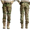 Calças de caça tático multicam camuflagem militar uniforme do exército calças caminhadas paintball combate carga com joelheiras