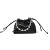 Вечерние сумки Мини-серебряное кожаное ведро через плечо для женщин 2023 Модельерские ретро-сумки и кошельки Soft Cloud Bag 231018
