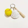 Bulk 3.5cm Baseball Softball Gloves Car Keychain Doll Charm 3D Key Ring بالجملة في السائبة اللطيفة للطلاب