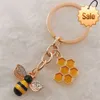 Mignon petite abeille porte-clés mode charme ruche voiture sac pendentif accessoires incrusté Imitation diamant ailes abeille porte-clés cadeau