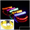 Hundhalsar LEASSHES LED NYLON PET COLLAR NATT SÄKERHETS LJUS FLASKING Glöd i den mörka lilla SXL DBC Drop Delivery Home Garden Supp Dhogj