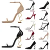 Kvinnor Luxury Dress Shoes Designer High Heels Patent Leather Gold Tone Triple Black Nuede Red Silver Womens Lady Sandals Party Wedding Office Pumps