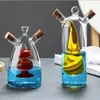 Storage Bottles Kitchen Sealed Double-layer 2-in-1 Glass Oil Vinegar Sauce Seasoning Tools