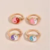 クラスターリングalyxuy yin yin yang metal heart ring pink red black bluge pulple oil dropping indexパーソナライズされたtai chi bagua fingerジュエリー