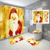 Shower Curtains 4 PCS Christmas Bathroom Curtain Set Ornament for Christmas Home Shower Curtain Bathroom Non-Slip Bath Mat Toilet Cover 231019