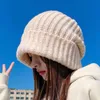 Cold hat big head thick woolen hat women's winter versatile warmth loose small ear protection knitted hat pile up hat trend 231015