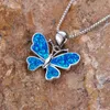 Pendant Necklaces Cute Female Butterfly Necklace White Blue Purple Opal Stone For Women Rose Gold Silver Color Chain Jewelry Gift