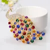 Brooches Colorful Rhinestone Peacock For Women Bird Animal Pin Elegant Accessories High Quality