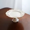 Plates Vintage Romantic Hollow Embossed White Ceramic Salad Dessert Dinner Plate And High Foot Fruit Cake Tray With Stand Dinnerware