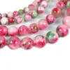 Pierre naturelle pêche vert-blanc rouge calcédoine perles en vrac 6 8 10 MM taille au choix pour la fabrication de bijoux bracelet pour femmes collier 280G
