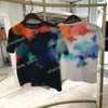 21ss men tee printed t shirts designer watercolor letter printing clothes short sleeve mens shirt tag white black 05272Y