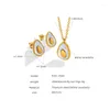 Hänge halsband guldpläterade titanstål geometriska oregelbundna smycken vit skal avokado form design studörhängen halsband set för